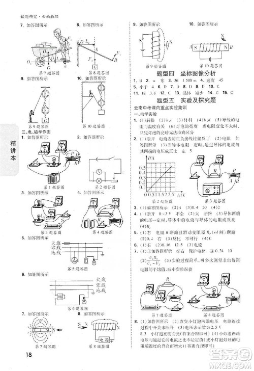 新疆青少年出版社2021万唯中考试题研究物理云南专版通用版参考答案