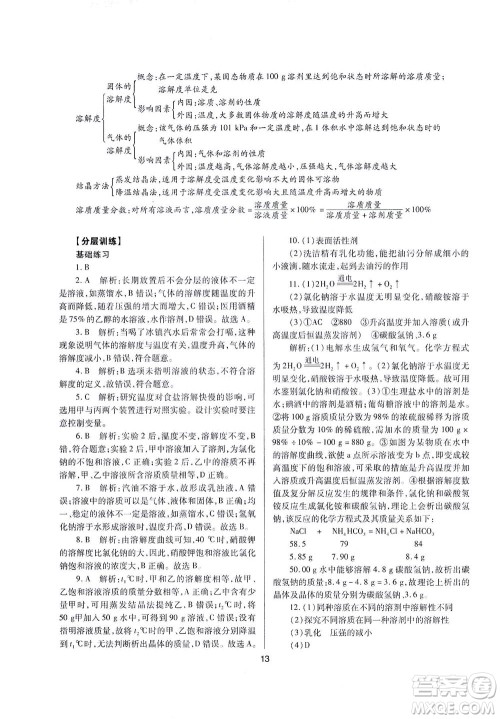 山西教育出版社2021山西省中考指导化学人教版答案 山西教育出版社2021山西省中考指导化学人教版答案
