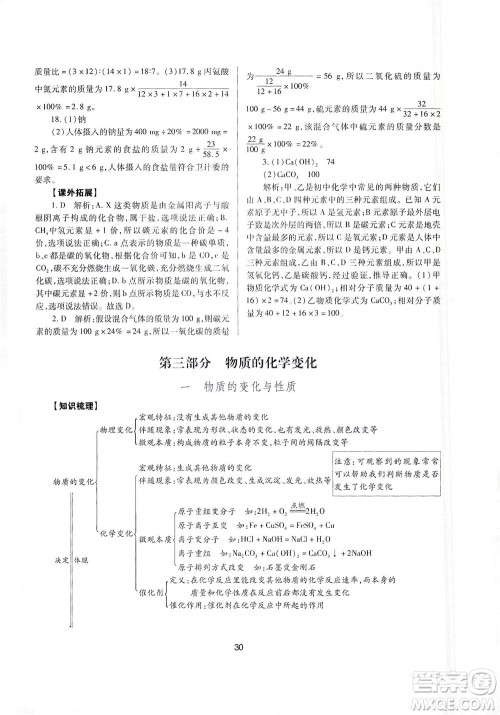山西教育出版社2021山西省中考指导化学人教版答案 山西教育出版社2021山西省中考指导化学人教版答案