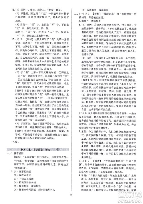 山西教育出版社2021金点名卷山西省中考训练卷语文人教版答案 山西教育出版社2021金点名卷山西省中考训练卷语文人教版答案