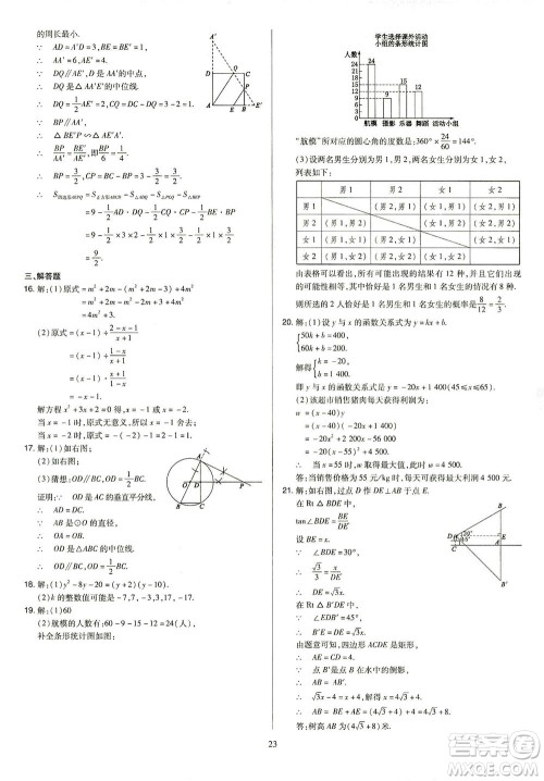 山西教育出版社2021金点名卷山西省中考训练卷数学人教版答案 山西教育出版社2021金点名卷山西省中考训练卷数学人教版答案