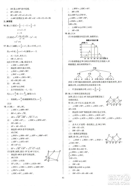 山西教育出版社2021金点名卷山西省中考训练卷数学人教版答案 山西教育出版社2021金点名卷山西省中考训练卷数学人教版答案