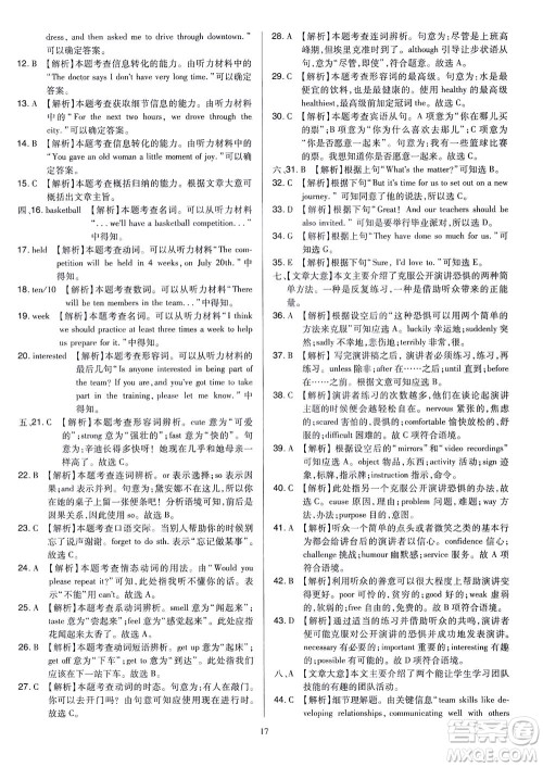 山西教育出版社2021金点名卷山西省中考训练卷英语人教版答案 山西教育出版社2021金点名卷山西省中考训练卷英语人教版答案