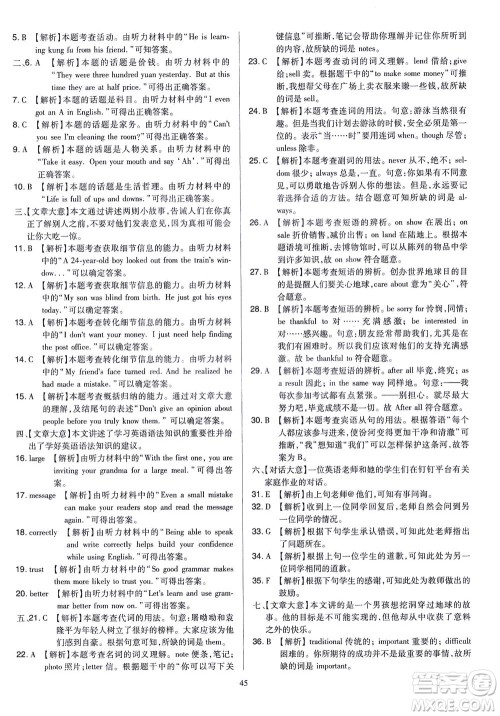 山西教育出版社2021金点名卷山西省中考训练卷英语人教版答案 山西教育出版社2021金点名卷山西省中考训练卷英语人教版答案