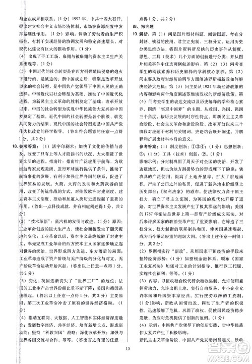 山西教育出版社2021金点名卷山西省中考训练卷历史人教版答案 山西教育出版社2021金点名卷山西省中考训练卷历史人教版答案
