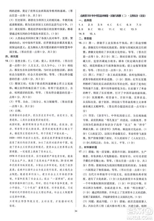 山西教育出版社2021金点名卷山西省中考训练卷历史人教版答案 山西教育出版社2021金点名卷山西省中考训练卷历史人教版答案
