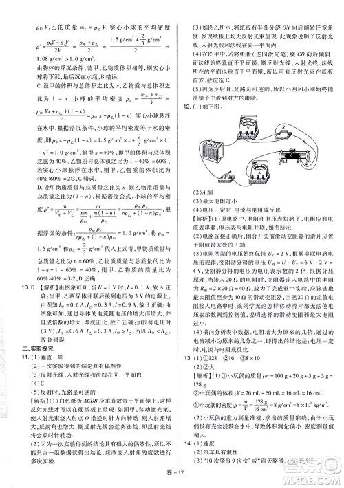 山西教育出版社2021金点名卷山西省中考训练卷物理人教版答案 山西教育出版社2021金点名卷山西省中考训练卷物理人教版答案