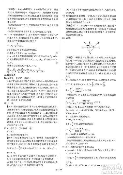 山西教育出版社2021金点名卷山西省中考训练卷物理人教版答案 山西教育出版社2021金点名卷山西省中考训练卷物理人教版答案