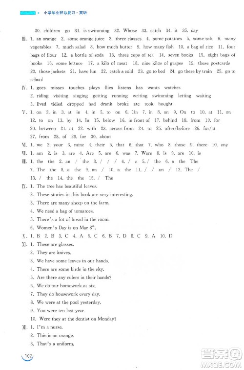 安徽教育出版社2021小学毕业班总复习英语参考答案 安徽教育出版社2021小学毕业班总复习英语参考答案