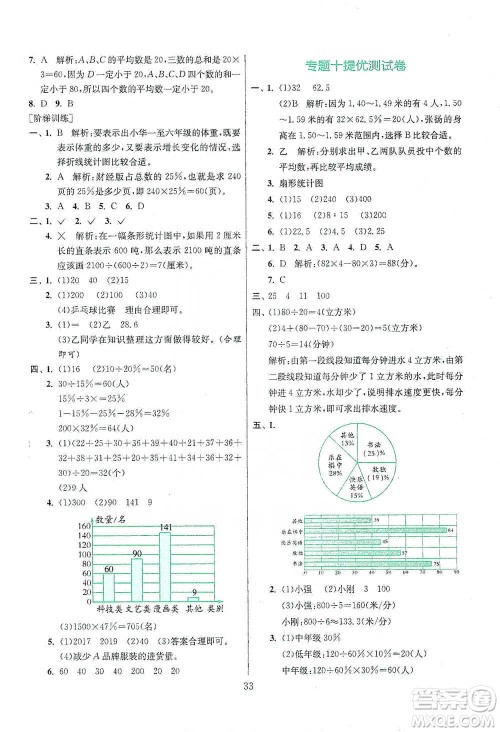 江苏人民出版社2021实验班小学毕业总复习数学参考答案