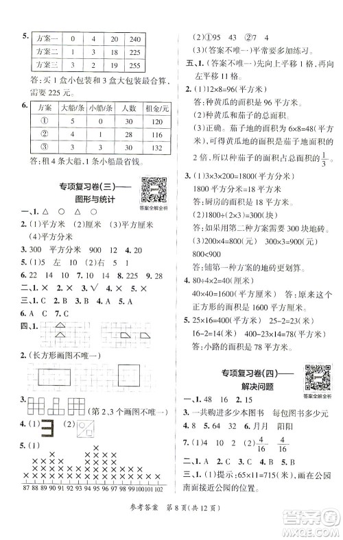 陕西师范大学出版总社有限公司2021小学学霸单元期末标准卷数学三年级下BS北师版答案