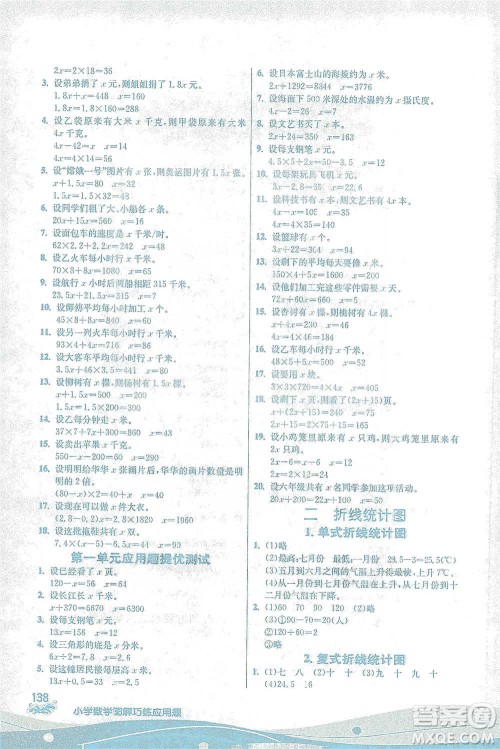 江苏人民出版社2021小学数学图解巧练应用题五年级下册苏教版参考答案