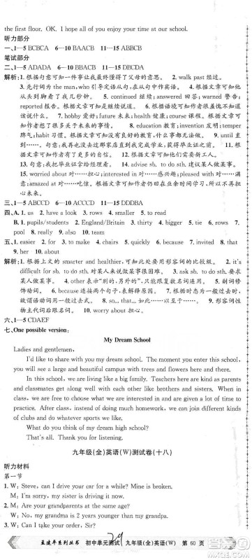 浙江工商大学出版社2021孟建平系列初中单元测试英语九年级外研版参考答案 浙江工商大学出版社2021孟建平系列初中单元测试英语九年级外研版参考答案