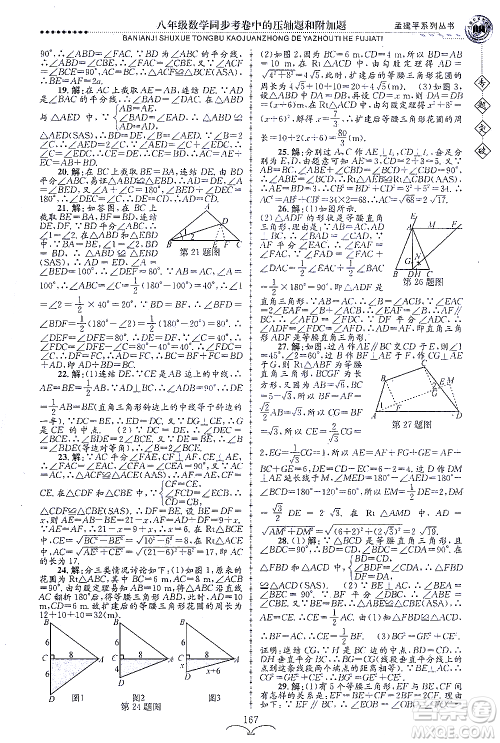 浙江工商大学出版社2021专题突破同步考卷中的压轴题和附加题八年级数学答案