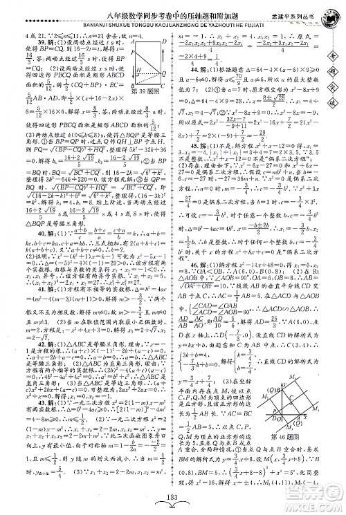 浙江工商大学出版社2021专题突破同步考卷中的压轴题和附加题八年级数学答案