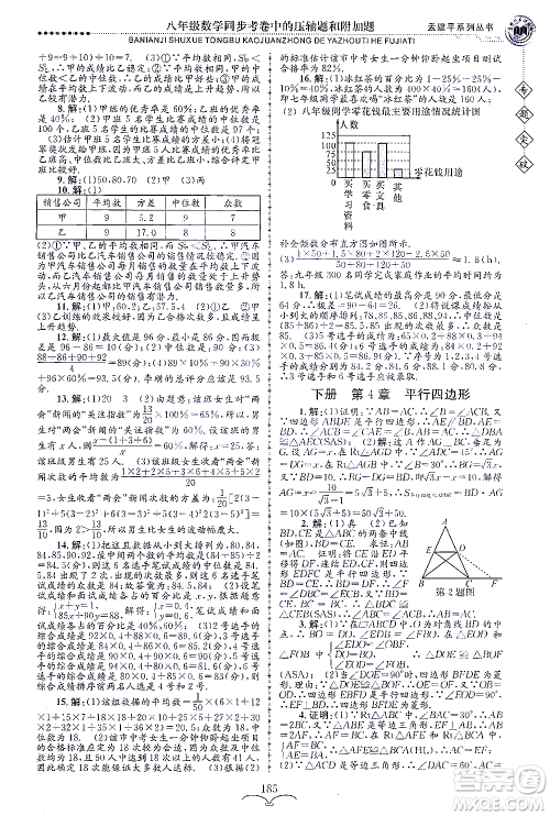 浙江工商大学出版社2021专题突破同步考卷中的压轴题和附加题八年级数学答案