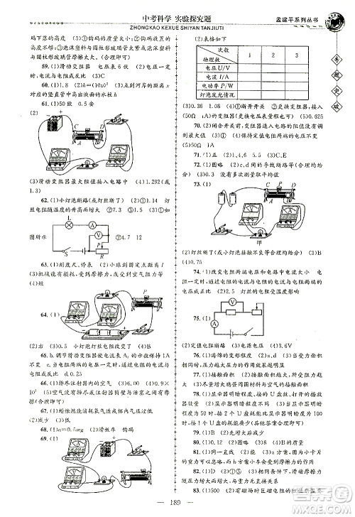 浙江工商大学出版社2021专题突破实验探究题中考科学答案