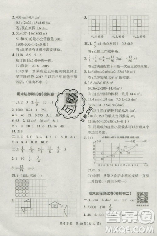 陕西师范大学出版总社有限公司2021小学学霸单元期末标准卷数学五年级下RJ人教版答案 陕西师范大学出版总社有限公司2021小学学霸单元期末标准卷数学五年级下RJ人教版答案