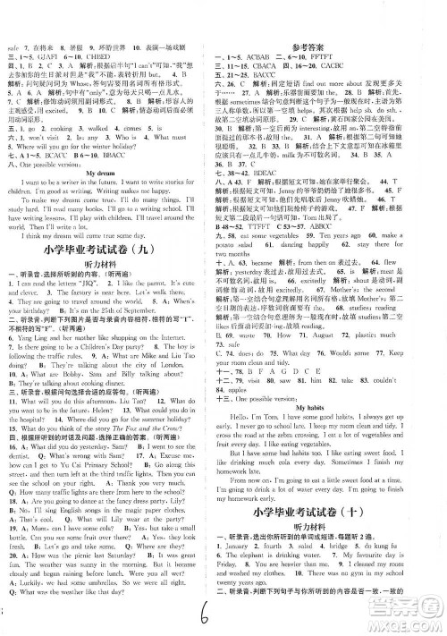 福建少年儿童出版社2021小学毕业考试试卷精编英语通用版参考答案