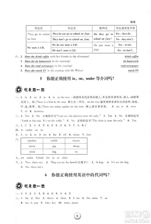 浙江教育出版社2021小学毕业总复习英语参考答案