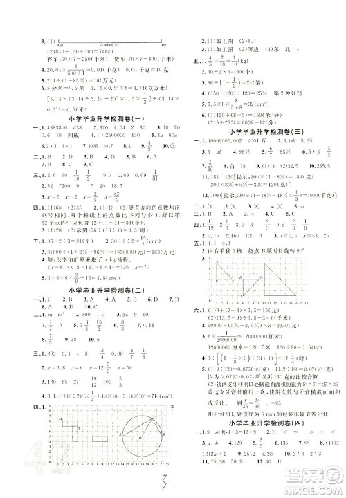 江西教育出版社2021小学毕业升学复习18套试卷数学答案