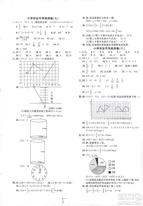 江西教育出版社2021小学毕业升学复习18套试卷数学答案