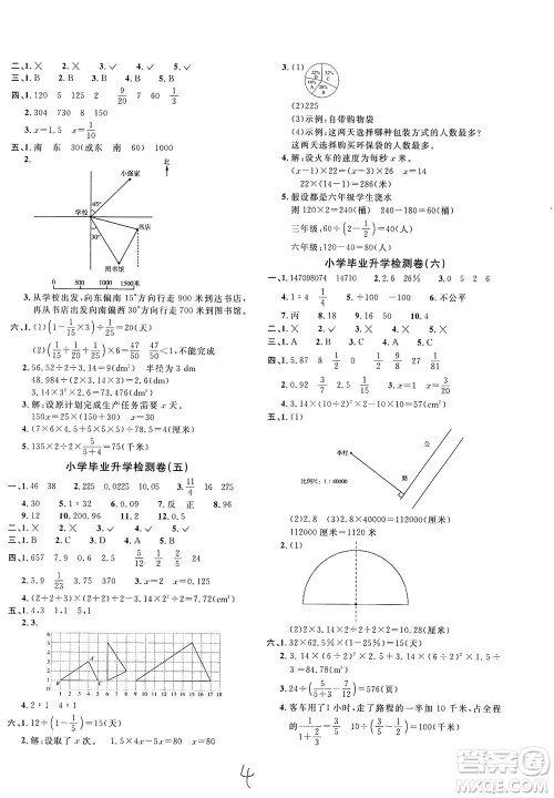 江西教育出版社2021小学毕业升学复习18套试卷数学答案