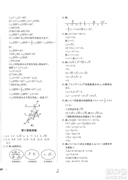 河北教育出版社2021省考标准卷七年级数学下册人教版答案