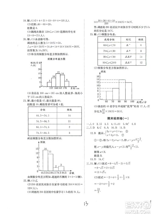 河北教育出版社2021省考标准卷七年级数学下册人教版答案 河北教育出版社2021省考标准卷七年级数学下册人教版答案