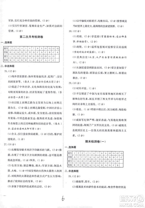 河北教育出版社2021省考标准卷七年级历史下册人教版答案