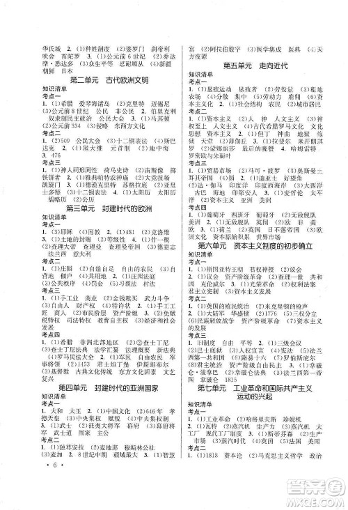 云南大学出版社2021金考点云南省初中学业水平考试总复习及测试历史参考答案
