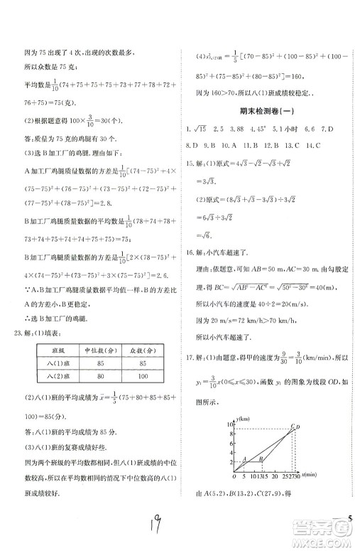 河北教育出版社2021省考标准卷八年级数学下册人教版答案