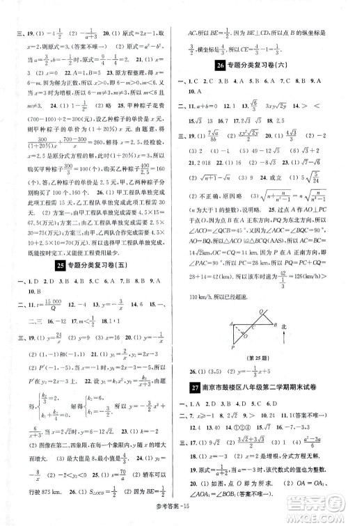 江苏凤凰美术出版社2021抢先起跑大试卷八年级数学下册江苏版答案