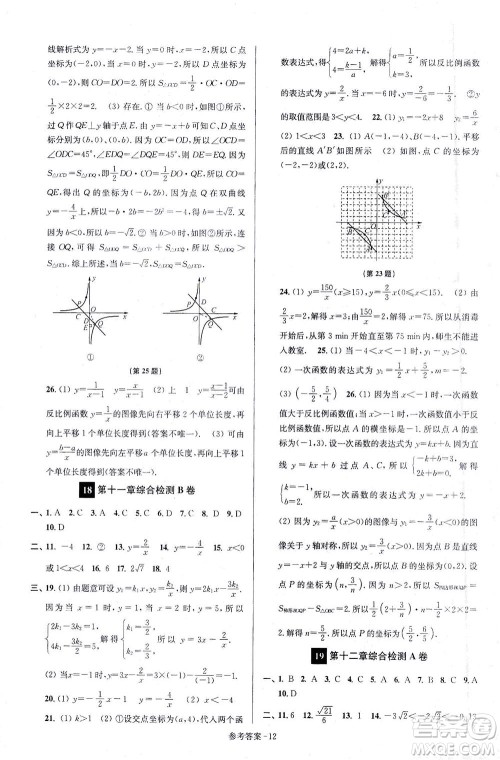 江苏凤凰美术出版社2021抢先起跑大试卷八年级数学下册江苏版答案