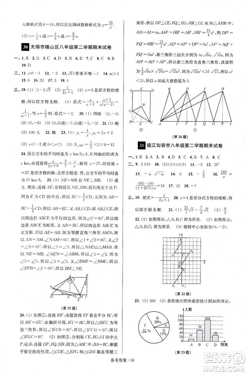 江苏凤凰美术出版社2021抢先起跑大试卷八年级数学下册江苏版答案