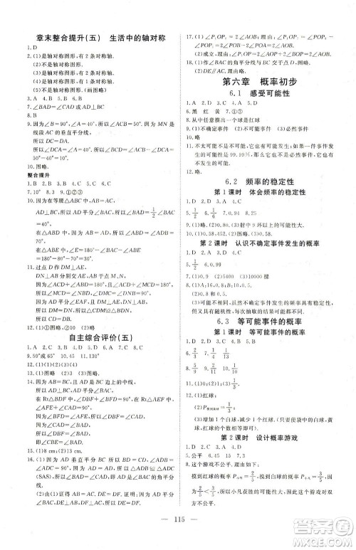 湖北科学技术出版社2021年351高效课堂导学案数学七年级下北师版答案