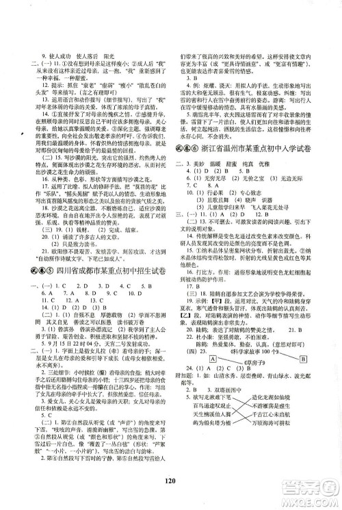 长春出版社2021小学毕业升学考前突破语文答案