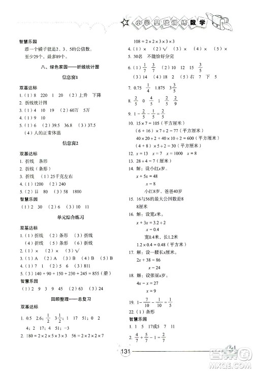 山东教育出版社2021小学基础训练四年级数学下册答案