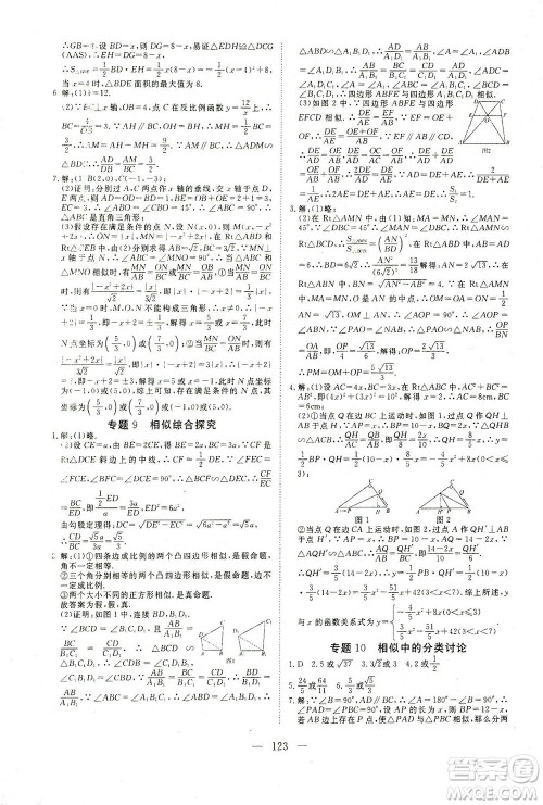 湖北科学技术出版社2021年351高效课堂导学案数学九年级下人教版答案