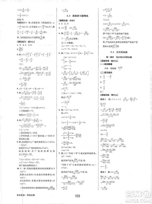 天津科学技术出版社2021初中新学案优化与提高数学七年级下册参考答案