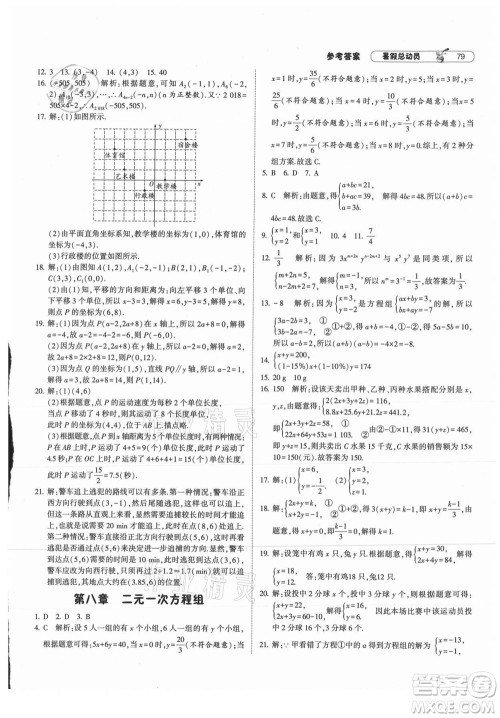 宁夏人民教育出版社2021经纶学典暑假总动员数学七年级RJ人教版答案