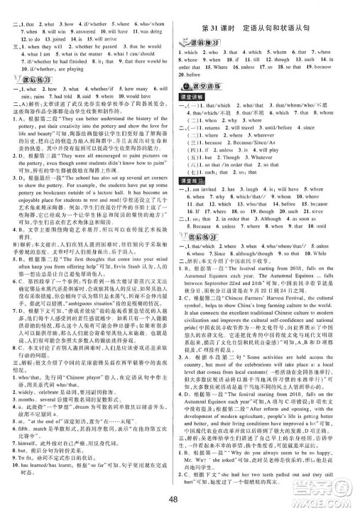 天津科学技术出版社2021初中新学案优化与提高英语中考总复习参考答案