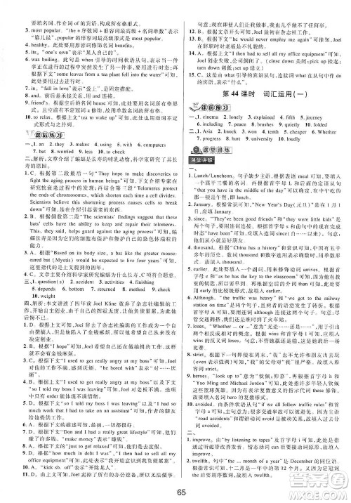 天津科学技术出版社2021初中新学案优化与提高英语中考总复习参考答案