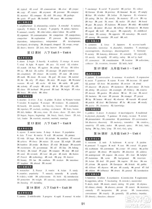 天津科学技术出版社2021初中新学案优化与提高英语中考总复习参考答案