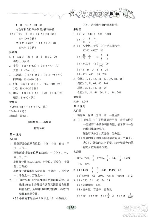 山东教育出版社2021小学基础训练六年级数学下册答案