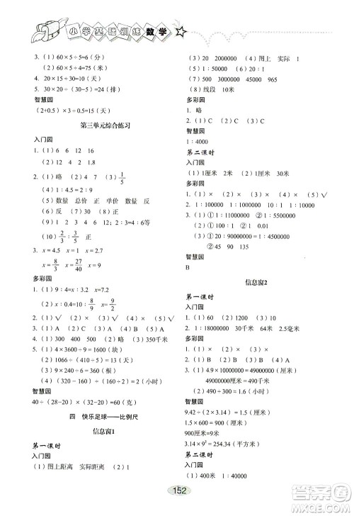 山东教育出版社2021小学基础训练六年级数学下册答案