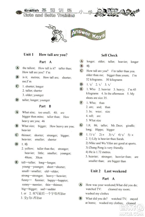 山东教育出版社2021小学基础训练六年级英语下册(三年级起点)人教版答案 山东教育出版社2021小学基础训练六年级英语下册(三年级起点)人教版答案