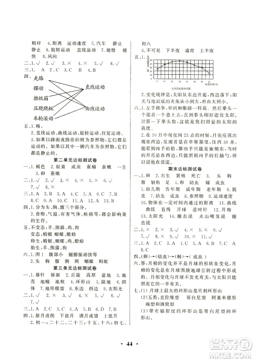 天津科学技术出版社2021一路菁英科学大全三年级下册教科版答案 天津科学技术出版社2021一路菁英科学大全三年级下册教科版答案