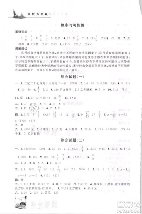 安徽人民出版社2021小学版暑假大串联数学小升初衔接教材答案 安徽人民出版社2021小学版暑假大串联数学小升初衔接教材答案