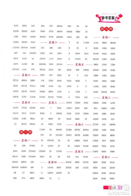 江苏凤凰美术出版社2021超能学典小学数学计算高手四年级下册江苏版参考答案